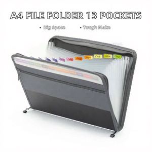 Custom Logo Printed Large Capacity 13 Pockets PP <b>A4</b> File <b>Folder</b> Multiple Colors Box File for School and Office Supplies - Product Image 3