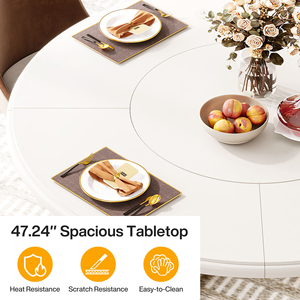 <span class=keywords><strong>Table</strong></span> <span class=keywords><strong>à</strong></span> manger ronde Tribesigns de luxe en marbre plaqué et pierre frittée, plateau blanc et or, mobilier de maison, tables de cuisine rondes dorées - Product Image 5