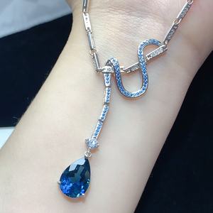Collar con Colgante de Topacio Azul Suizo de Alta Calidad, Suministro de Fábrica 2025, Joyería de Plata de Ley S925 - Product Image 2