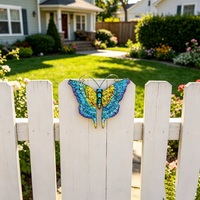 Art mural 3D en métal multicolore fait à la main, papillons pour décoration murale intérieure et extérieure, jardin