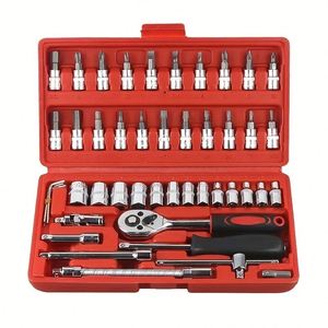 46Pcs Steel Auto Ratchet Wrench <b>Toolbox</b> Car Sleeve Repair Kit Vehicle <b>Tools</b> Hardware Emergency <b>Tool</b> Set - Product Image 1