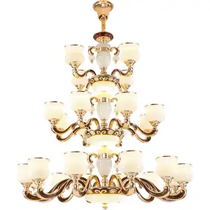 Ceiling Chandelier Gold Aluminum Modern Luxury LED Home Decorative Fixtures for Living Room Villa Duplex