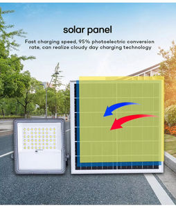 Salida de fábrica de alta calidad 100W 200W 300W 400W jardín al aire libre IP65 impermeable fundición a presión aluminio LED Luz de inundación Solar 6500K - Product Image 2