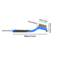 Brosse de lavage de voiture multifonctionnelle à manche courbé, 7 pouces, double tête, poignée antidérapante, en acier inoxydable, pour le nettoyage des interstices de voiture
