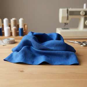 Tela de Lino 100% Puro de Alta Calidad, Ligera, de Secado Rápido, Transpirable, Azul Sólido, Tejido Liso, para Confección de Vestidos y Textiles para el Hogar - Product Image 2