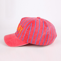 Casquette de baseball personnalisée vintage non doublée à 5 panneaux, à bord court, imprimée à rayures fines, en coton doux lavé, avec broderie chenille, style sport papa