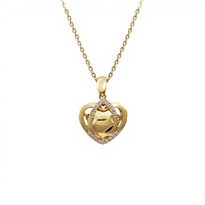 Collier pendentif en or pur 18 carats en forme de cœur, diamant romantique, bijoux unisexes pour anniversaire et cadeau de fête, vente en gros - Product Image 4