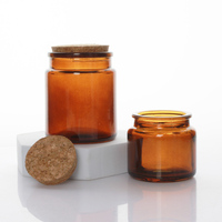 Pot en verre ambré rond de luxe en gros, personnalisé, 100g 200g, répertoire d'usine