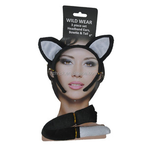 Accessoires pour déguisement d'animaux personnalisés d'Halloween, ensemble <span class=keywords><strong>de</strong></span> 2 pièces <span class=keywords><strong>de</strong></span> tigre, zèbre, souris, lion, chien, <span class=keywords><strong>loup</strong></span>, chat, éléphant, oreilles <span class=keywords><strong>de</strong></span> tigre, bandeau et queue - Product Image 2