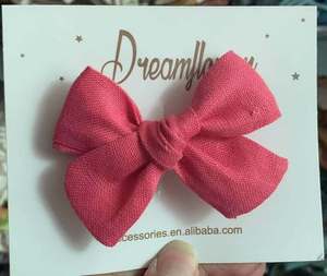 <strong>Baby</strong> Girl Custom Handcraft Girls Hair Bow Linen Bow Clips <strong>Baby</strong> Bow <strong>Headband</strong> - Product Image 2
