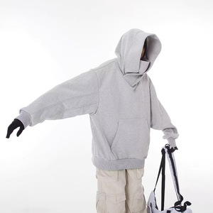 Sudadera con Capucha Forrada con Patrón de Corazones de Piel de Conejo, Estilo Americano, Marca de Moda, Estilo Funcional, Cuello Alto, para Hombre - Product Image 3