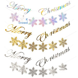 Décorations de Noël : Guirlandes en papier à coudre, flocons de neige, lettres de Noël, drapeaux de Noël, décoration de fête, aménagement de scène, 6 pièces - Product Image 5