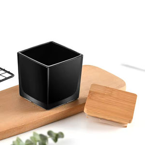 Vente en gros de pots à bougies en verre carrés de luxe, couleur personnalisée ambre, gris, transparent, noir, blanc, pour la fabrication de bougies - Product Image 4