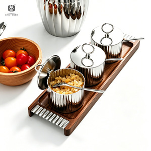 Silver Patterned <b>Spice</b> <b>Jar</b> 304 Stainless Steel Airtight With Lid And Spoon Kitchen Salt Sugar Set M Size - Product Image 1