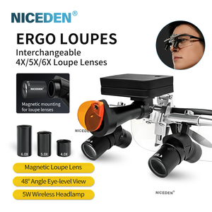 Lenti d'Ingrandimento Dentali Ergonomiche NICEDEN con Attrazione Magnetica, Lenti Ottiche Sostituibili 4X 5X 6X, Lampada Wireless - Product Image 2