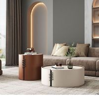 Table basse en marbre avec plateau en pierre, style italien, luxe léger, pour petit appartement, ensemble de meubles modernes et minimalistes pour salon