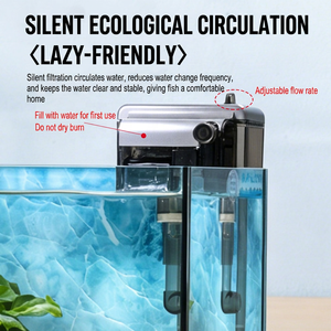 Aquarium de table JSD en verre ultra-clair avec fond en ardoise, ensemble complet avec éclairage LED flexible et filtre cascade - Product Image 5