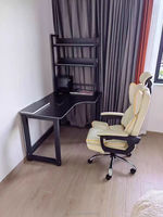 Bureau PC multifonctionnel en forme de L avec double table de jeu et étagère pour le bureau ou la maison