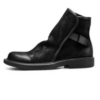 Bottes Chelsea basses décontractées en cuir véritable pour hommes, automne-hiver, noires, vintage, tendance, artistiques, pour jeunes hommes, semelle extérieure en caoutchouc pour l'extérieur