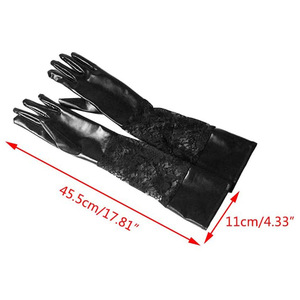 Bridal Gloves Black Long <b>Lace</b> <b>Elastic</b> Women's Wedding Dress Accessory - Product Image 5