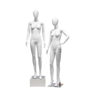 Pakaian wanita warna putih, kelas atas boneka manekin seluruh tubuh pajangan berdiri dari toko kelas atas bahan serat kaca tipe kepala - Product Image 3