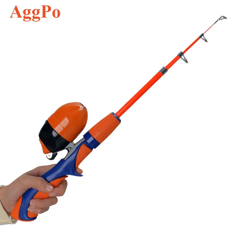 Children Fishing Rod Kit with Reel Hooks Kid Beginner Lure Fishing Pole Portable 1.2m Baitcasting Telescopic Fishing Rod