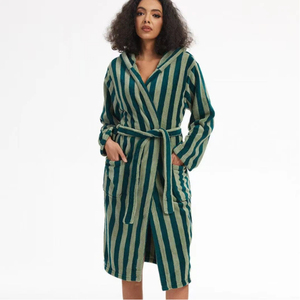 <span class=keywords><strong>Accappatoio</strong></span> a Righe con Cappuccio da Donna, <span class=keywords><strong>Verde</strong></span> Salvia, Stile Avvolgente con Cintura e Tasche, Assorbente, Morbido, Maniche Lunghe, per Hotel, Spa e Casa - Product Image 1