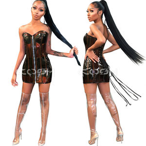 Corset Robe en PVC Transparent Brun de Qualité Supérieure avec Armature en Acier - Product Image 3