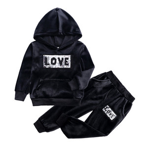 Venta al por mayor mejor calidad barato Sudadera con capucha ropa trajes para niñas pequeñas de <span class=keywords><strong>dos</strong></span> piezas pantalones <span class=keywords><strong>y</strong></span> blusa - Product Image 5