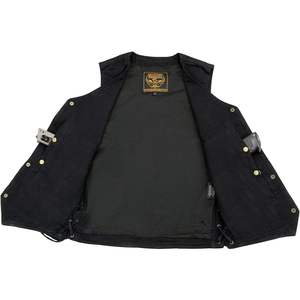 2025 cuir DM1315 hommes classique Denim Western Cowboy Biker gilet noir Auto course et moto porter des lacets latéraux réglables - Product Image 1