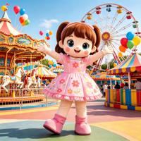 Costume de mascotte rose personnalisé pour adulte, robe à imprimé floral, personnage de dessin animé en peluche, matériau EVA, parc d'attractions, carnaval