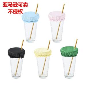 Juego de cubiertas para vasos, elásticas, impermeables, estilo scrunchie, para vasos de vidrio con pajita, 5 colores, protector de bebidas a la moda - Product Image 1
