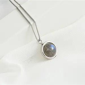 Ожерелье из серебра 925 пробы с натуральным лунным свечением