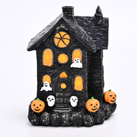 Décorations de fête d'Halloween transfrontalières : Ornements en résine personnalisables, versions lumineuses, maisons hantées, citrouilles, fantômes – Meilleures ventes