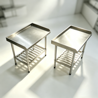 Table de travail de cuisine professionnelle en acier inoxydable avec pieds tubulaires ronds, étagère inférieure à lattes et pare-éclaboussures