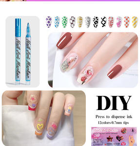 Bview Art Set di 12 <span class=keywords><strong>Pennarelli</strong></span> <span class=keywords><strong>per</strong></span> Nail Art a Scrittura Fluida, Asciugatura Rapida, Non Tossici, con Punta Fine da 0,7mm <span class=keywords><strong>per</strong></span> Nail Art Fai-da-Te - Product Image 3