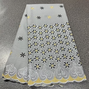 Tissu brodé africain en dentelle Aso Ebi 100 % coton écologique Toplace pour femmes, 5 yards, prêt à expédier, pour robe de mariée - Product Image 5