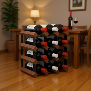 Portabottiglie in legno massello di pino per 12 bottiglie, arredamento per la casa - Product Image 2