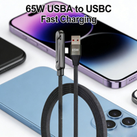 Câble USB-A vers Type-C 1,5 m 65 W à conducteur en cuivre pur, gaine en nylon, blindage par feuille, support de téléphone, pour iOS/ordinateur/imprimante – Vente Flash