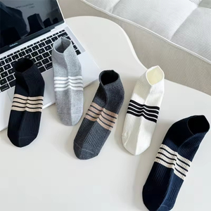 Double-needle Men's Anti-pilling Summer Short <b>Socks</b> <b>Breathable</b> Sweat-absorbing Thin Boat <b>Socks</b> High Quality Wholesale - Product Image 6