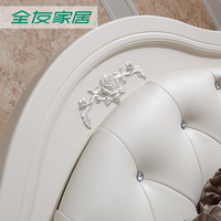 Cadre de lit en cuir blanc de luxe, 121503A, style français ancien, pour mariage, taille king