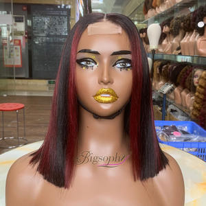 Perruque Bob Droite Kim K 12 pouces 2x6 en Gros, Cheveux Humains Brésiliens Vierges P1B/99J, Bob Moyen, Lace Front Transparent pour Perruque à Lacets - Product Image 2