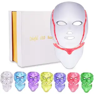 7 colori bellezza luce rossa terapia LED maschera facciale cura della pelle del viso collo LED maschera per il viso