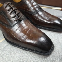 Chaussures Oxford pour hommes de qualité supérieure, prêtes à être expédiées, en cuir gaufré crocodile, chaussures habillées en cuir faites à la main, chaussures habillées formelles en cuir, 1 paire MOQ