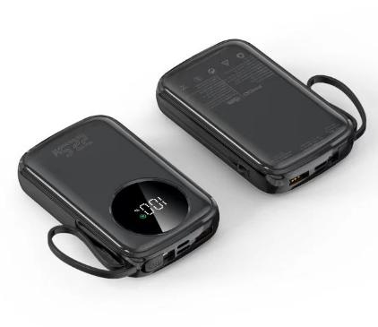 Hotselling 20000mAh Power Bank 22.5W Fast Charging Digital Display Strap Built-in Cable USB Type-C Output Wireless Holder