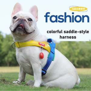 Yeni varış no-choke eyer tarzı göğüs kemeri köpekler için üç renkli köpek tasma ve yastıklı koşum ayarlanabilir köpek göğüs kemeri - Product Image 2