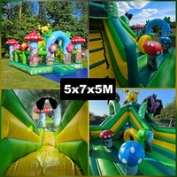 Château gonflable commercial à thème jungle pour l'extérieur, avec toboggan, pour enfants