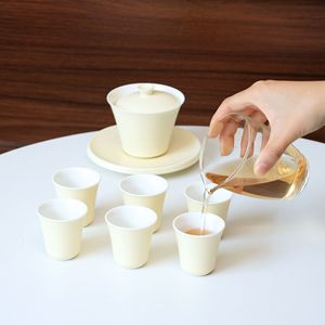 Service à thé et <span class=keywords><strong>bol</strong></span> en porcelaine blanche Dehua, personnalisé, haut de gamme, luxe léger, cadeau d'affaires, compagnon de voyage, service à thé Kung Fu - Product Image 4
