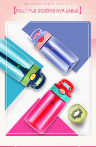 ขวดน้ำเด็กน่ารัก พิมพ์โลโก้ได้ ปลอดสาร BPA ป้องกันการรั่วซึม พร้อมหลอดดูดน้ำ สำหรับเด็กนักเรียนและเล่นกีฬา - Product Image 2