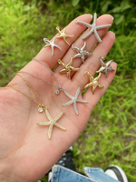 Summer New Style Pave Gems Pearl Beads Blue Starfish Design Pendant pour la fabrication de colliers Bijoux en laiton plaqué or pour femme homme